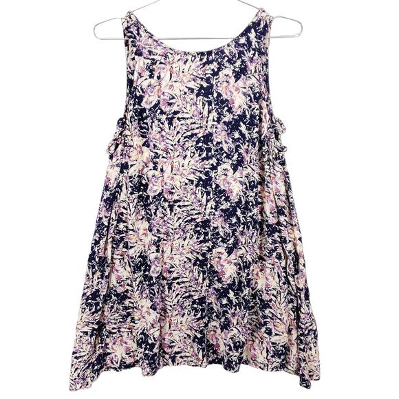 ROXY Tank Dress Womens Small Multicolor Floral Sleeveless Fit Flare Swing Mini - Picture 1 of 8